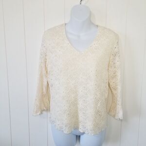 JTB Top Women's Medium Lace Fairy Romantic Bell Sleeve
